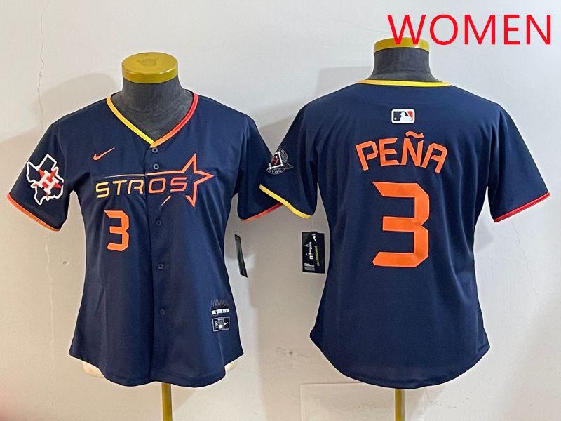 Women Houston Astros 3 Pena Drak Blue Three generations Joint Name 2025 Nike MLB Jersey style 4108